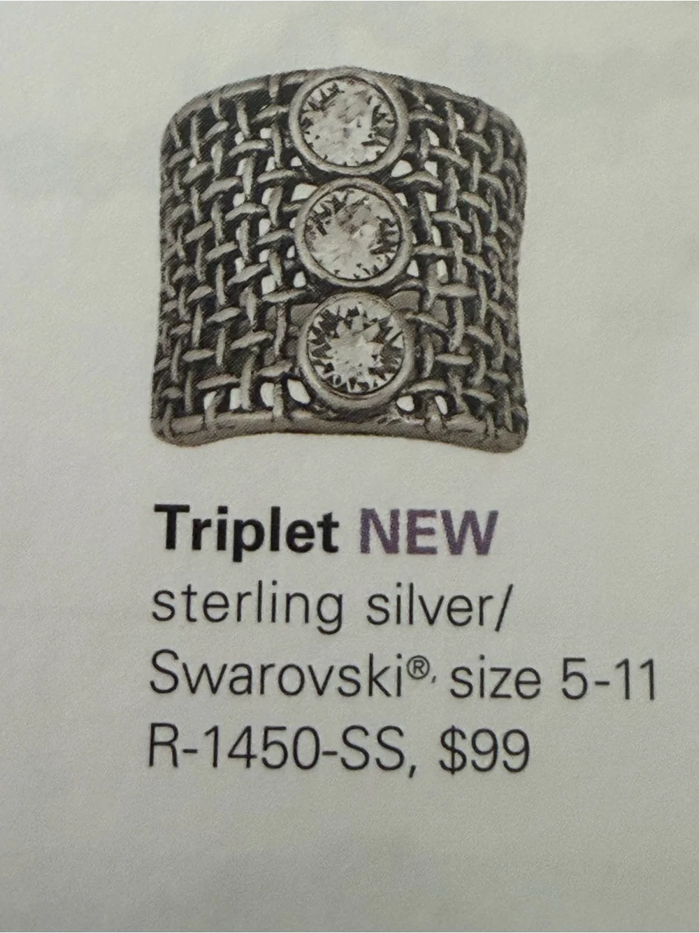 Grace & Heart TRIPLET Ring .925 SS Swarovski Multi Stones Jewelry R1450 Size 5